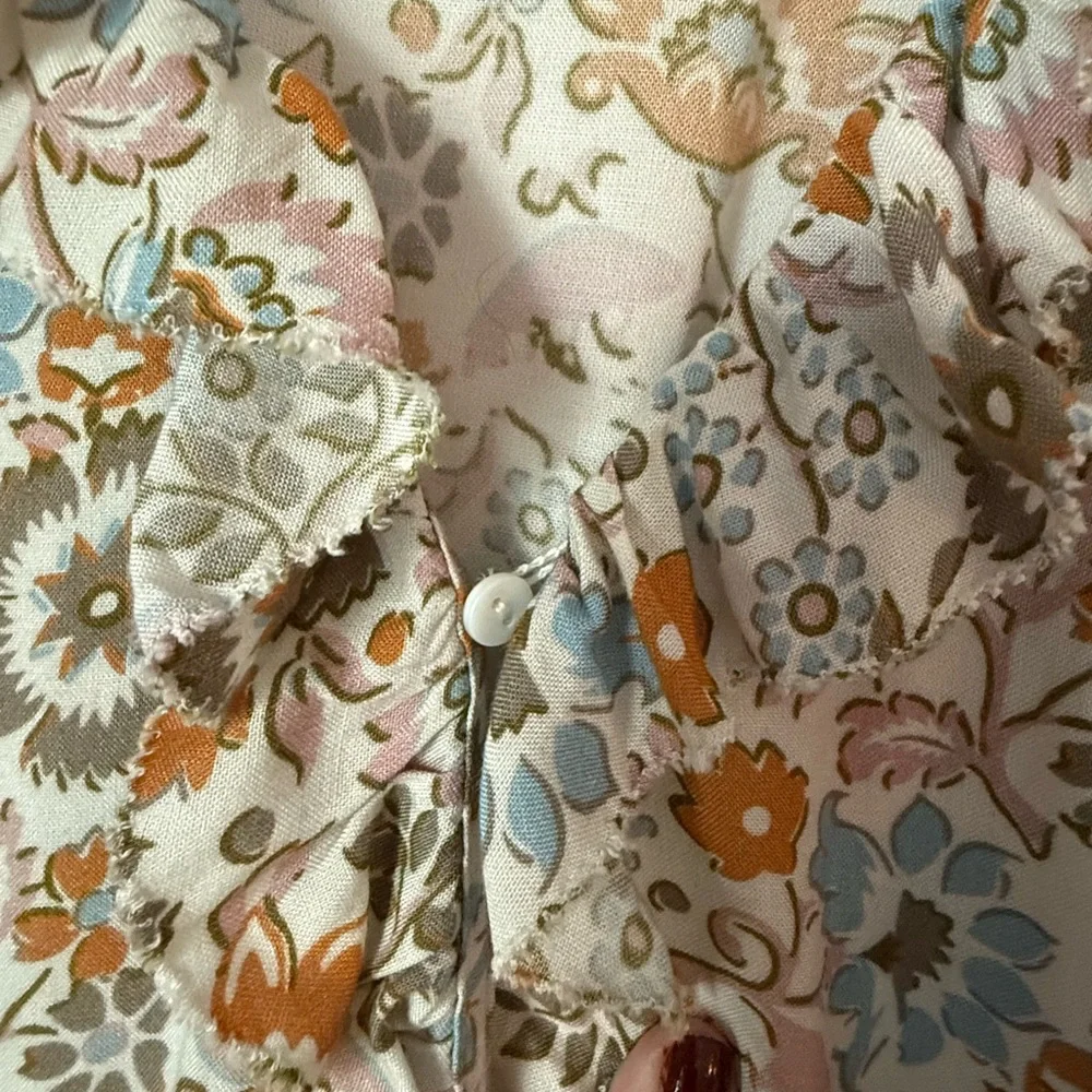 Faherty Carmen Floral Ruffle Wrap Midi Dress M - Picture 4 of 6